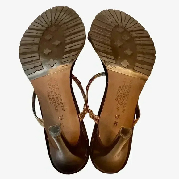 Donald J Pliner Couture Women’s Brown‎ Metallic Rhinestone Strap Chic Heels 8.5 - Picture 6 of 7